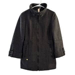 Soia & Kyo Wool Blend Textured Full Zip Women’s Size Large Coat Jacket Charcoal